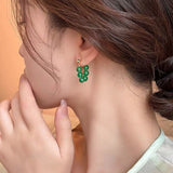 14K Gold-Plated Green Agate Earrings