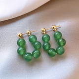 14K Gold-Plated Green Agate Earrings