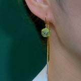 14K Gold-Plated Green Cat's Eye Hydrangea Threader Earrings