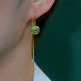 14K Gold-Plated Green Cat's Eye Hydrangea Threader Earrings