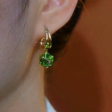 14K Gold-Plated Green Diamond Ball Earrings