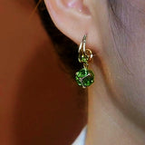 14K Gold-Plated Green Diamond Ball Earrings