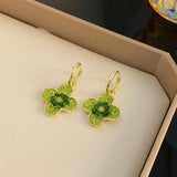 14K Gold-Plated Green Flower Earrings