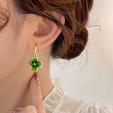 14K Gold-Plated Green Flower Earrings