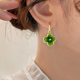 14K Gold-Plated Green Flower Earrings