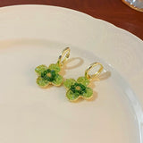 14K Gold-Plated Green Flower Earrings