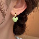 14K Gold-Plated Green Heart Earrings