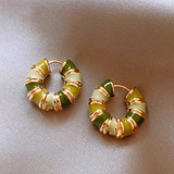 14K Gold-Plated Green Hoop Earrings