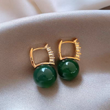 14K Gold-Plated Green Pearl Earrings