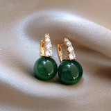 14K Gold-Plated Green Pearl Earrings