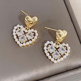 14K Gold-Plated Heart-Design Pearl Earrings