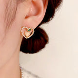 14K Gold-Plated Heart-Design Pearl Studs