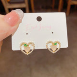 14K Gold-Plated Heart-Design Pearl Studs