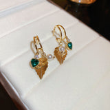 14K Gold-Plated Heart Leaf Pearl Earrings