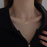 14K Gold-Plated Hollow Love Heartbeat Necklaces