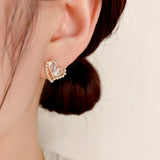 14K Gold-Plated Hollow Pearl Heart-Design Studs