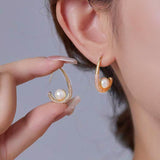 14K Gold-Plated J-Shaped Pearl Earrings