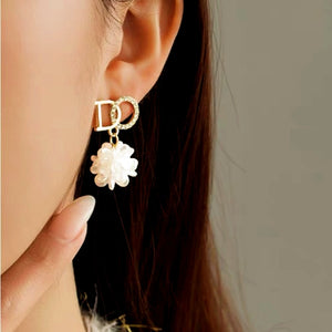 14K Gold-Plated Letter DO Flower Earrings