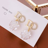 14K Gold-Plated Letter DO Flower Earrings