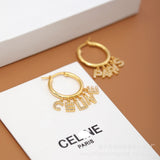 14K Gold-Plated Letter Rhinestone Earrings