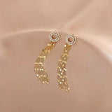 14K Gold-Plated Long Chain Tassel Earrings