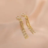 14K Gold-Plated Long Chain Tassel Earrings