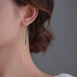 14K Gold-Plated Long Crystal Threader Earrings