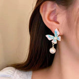 14K Gold-Plated Luxury Butterfly Pearl Earrings