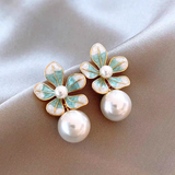 14K Gold-Plated Luxury Flower Pearl Earrings