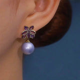 14K Gold-Plated Luxury Pearl Flower Earrings