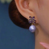 14K Gold-Plated Luxury Pearl Flower Earrings