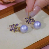 14K Gold-Plated Luxury Pearl Flower Earrings