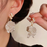 14K Gold-Plated Micropaved Zircon Cracked Petal Earrings