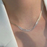 14K Gold-Plated Multi-Layered Snake Bone Chain Necklaces