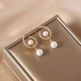 14K Gold-Plated Multi-Wear Zircon Artificial Pearl Earrings