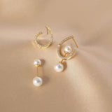 14K Gold-Plated Multi-Wear Zircon Artificial Pearl Earrings