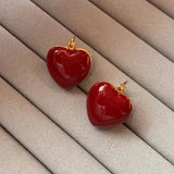 14K Gold-Plated Oil Dripping Heart Earrings