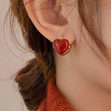 14K Gold-Plated Oil Dripping Heart Earrings