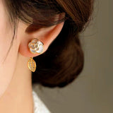 14K Gold-Plated Oil Drop Flower Pearl Earrings