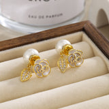 14K Gold-Plated Oil Drop Flower Pearl Earrings