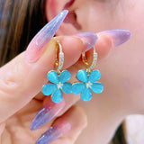 14K Gold-Plated Opal Flower Earrings