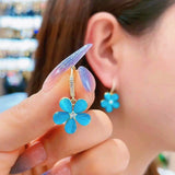 14K Gold-Plated Opal Flower Earrings