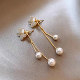 14K Gold-Plated Opal Flower Pearl Earrings