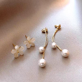 14K Gold-Plated Opal Flower Pearl Earrings