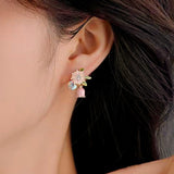 14K Gold-Plated Opal Flower Stud Earrings