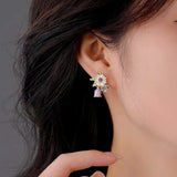 14K Gold-Plated Opal Flower Stud Earrings