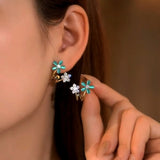 14K Gold-Plated Opal Flower Studs