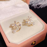 14K Gold-Plated Opal Flower Studs