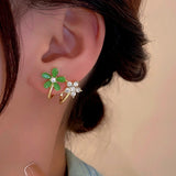 14K Gold-Plated Opal Flower Studs