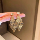 14K Gold-Plated Opal Leaf Earrings